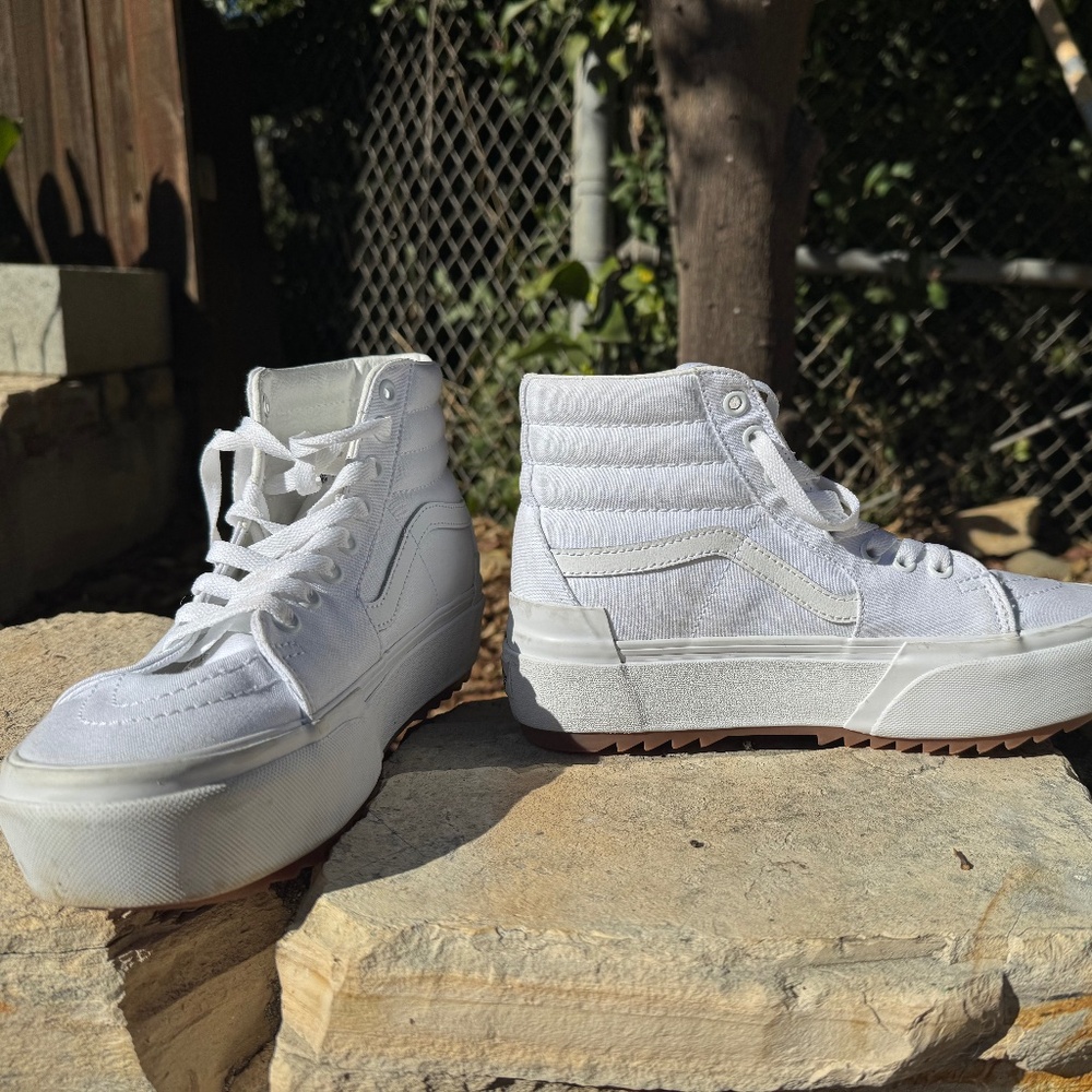 Platform High Top Vans- White